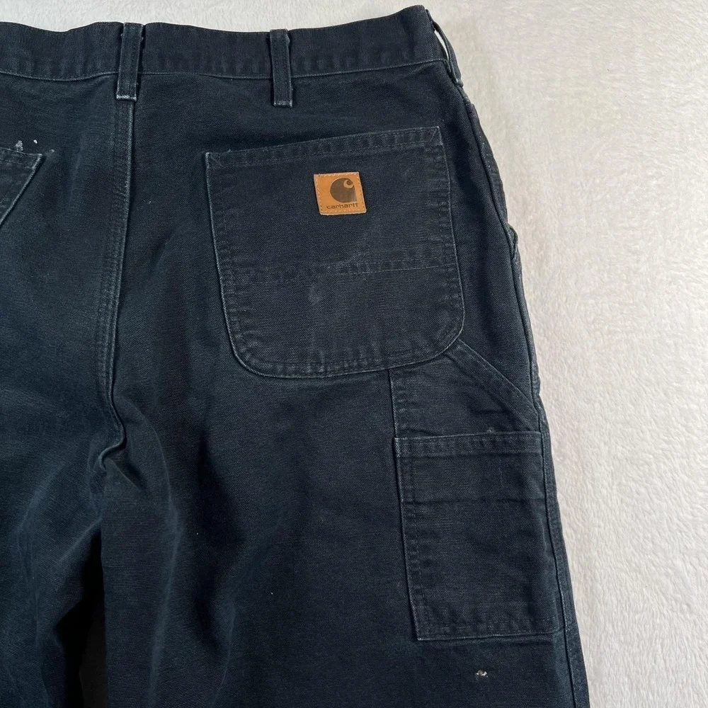 Carhartt Pants Mens 36x34 Black B11 Canvas Carpenter Dungaree Relaxed Workwear